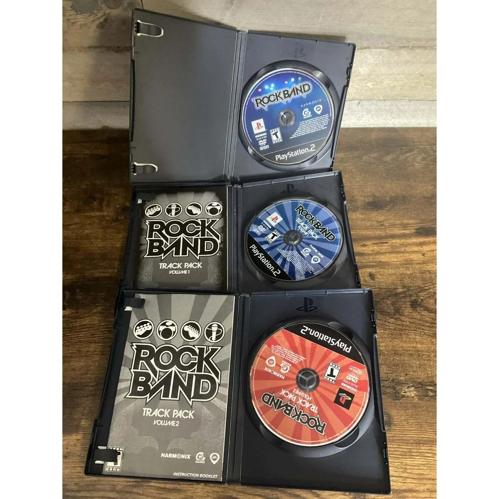 Rock Band PS2 Complete In Box CIB Set Of 3 (Sony PlayStation 2, 2007)